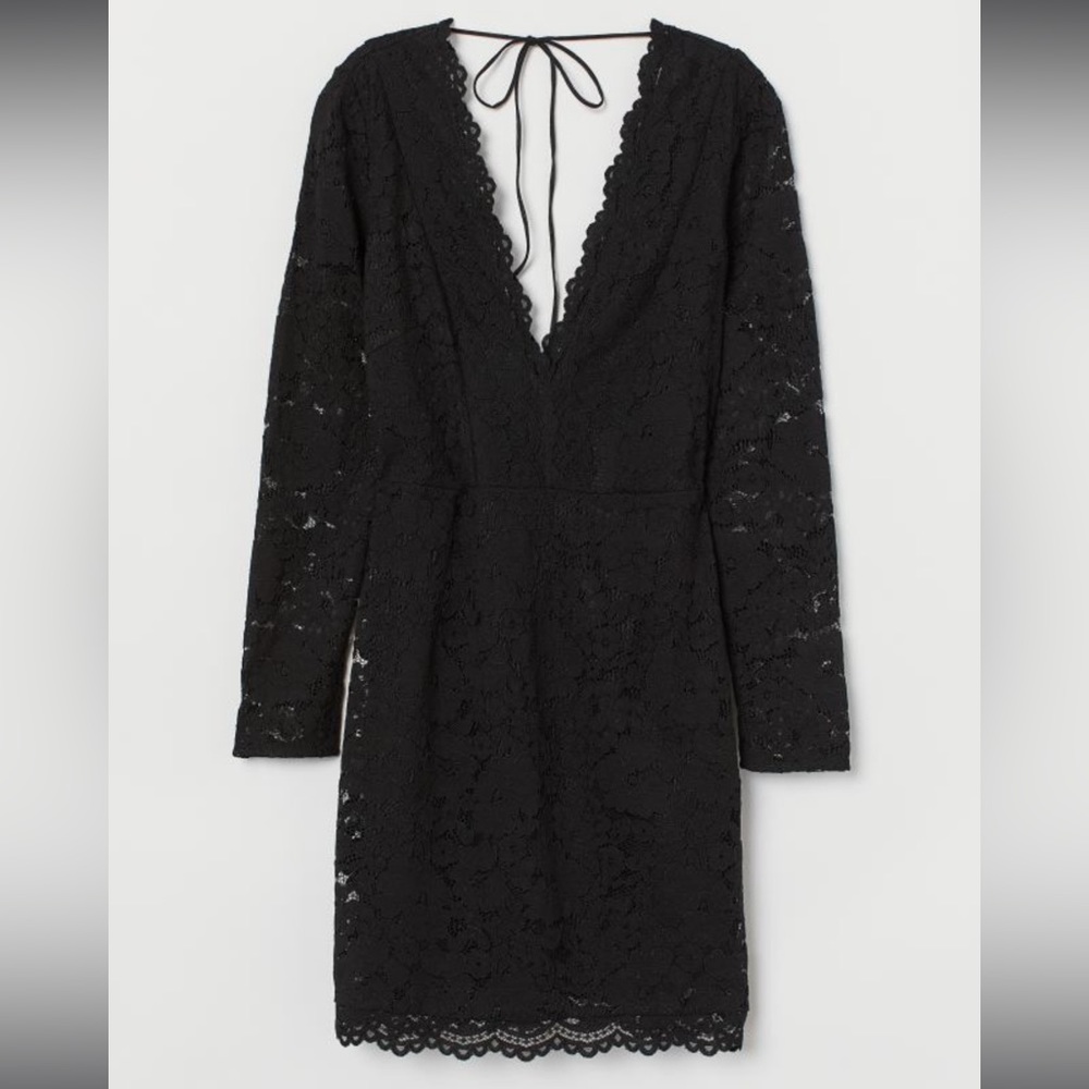 H&M Black Lace V-neck Dress
